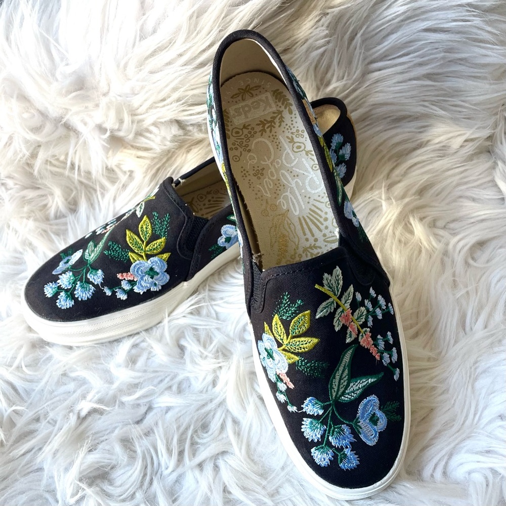 Keds Black Floral Embroidered Sneakers - Picture 4 of 16